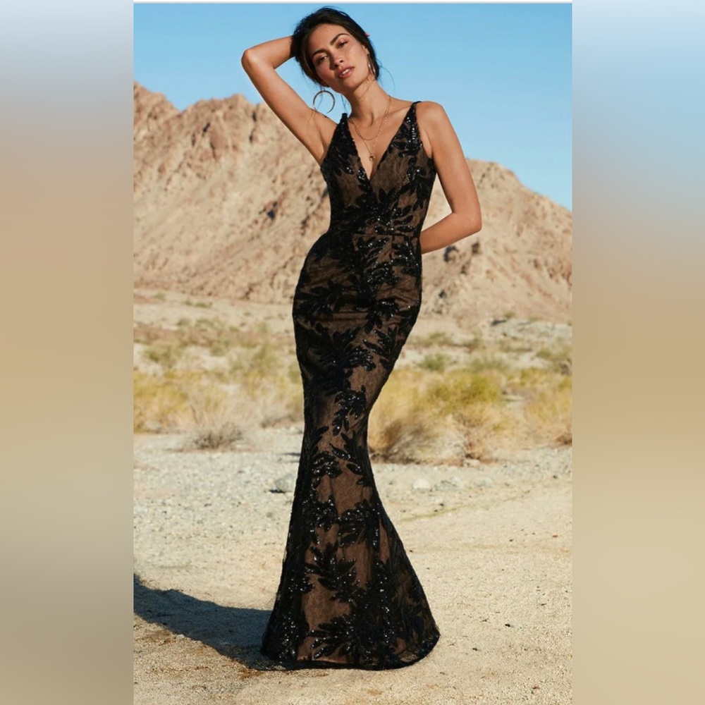 Dress the Poppulation Sharon Embellished Lace Evening Gown